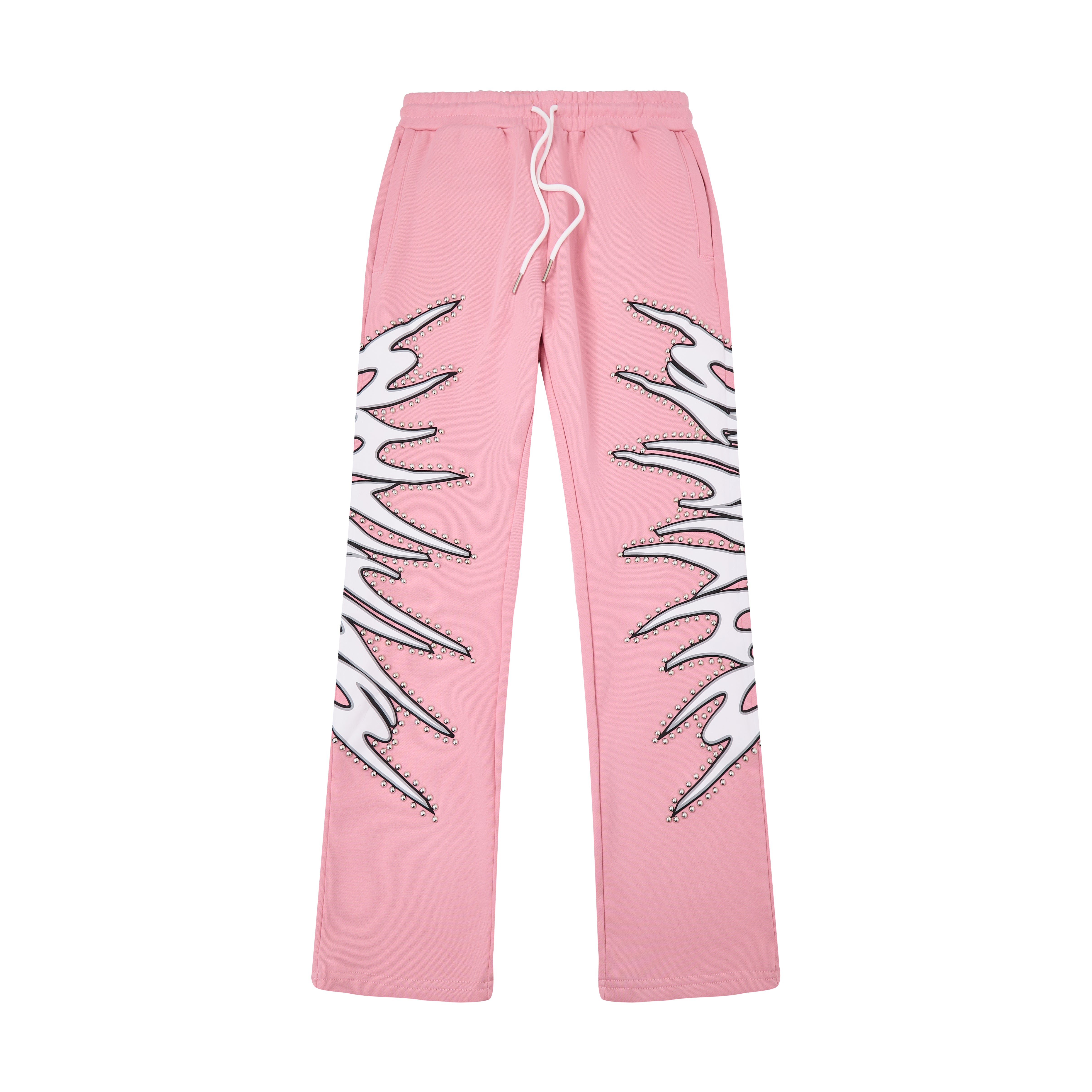 Misfit Studded Terry Flare Sweatpants (Pink)